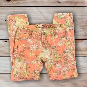 Peach floral skinny jeans pants by vanilla star
